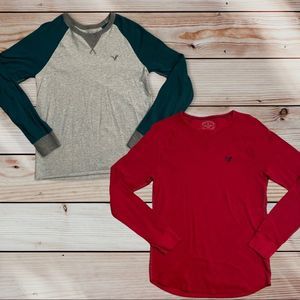 BUNDLE OF 2- American Eagle Mens Thermal Long Sleeve Sweater Shirts